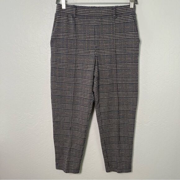 Land's End Women's Sport Knit Tapered Leg Pull On Pants Navy Plaid Size M - Picture 1 of 11